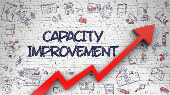 Capacity Improvement Drawn on White Brickwall.